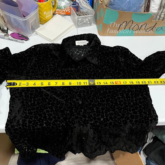 Lili Sidonio Molly Bracken Floral Velvet Burnout Button Up Shirt Whimsygoth S - Picture 6 of 7